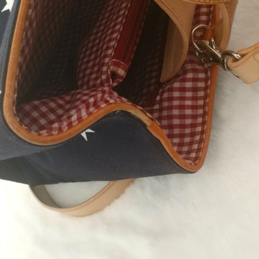 Amanda Smith Satchel/Crossbody Bag Navy Blue W/ Stars, Patriotic Bag